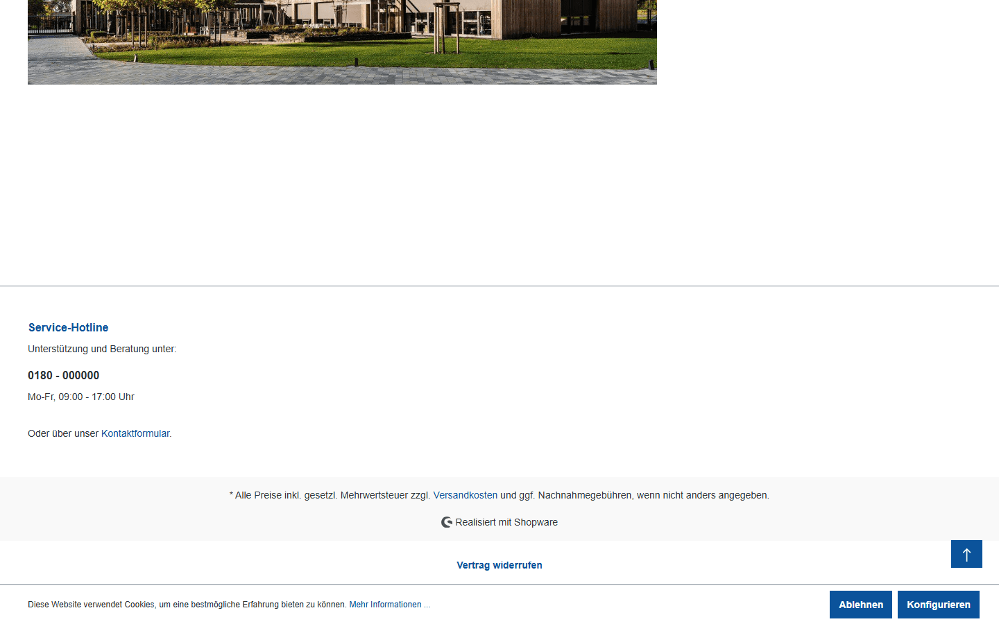 Footer-Button „Vertrag widerrufen" in der Shopware Storefront